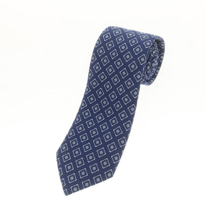 【中古】ホリデイ アンド ブラウン HOLLIDAY &amp; BROWN シルク プリント 小紋柄ネクタイ ネイビーxホワイト【 状態ランクB 】【 メンズ 】