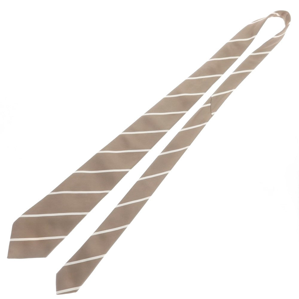 【中古】ペトロニウス PETRONIUS BEAMS F別注 シルク ストライプ柄ネクタイ グレージュxホワイト【 状態ランクB 】【 メンズ 】