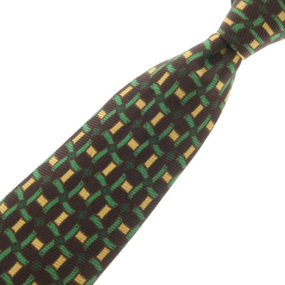 【中古】スパッカ ネアポリス Spacca Neapolis シルク プリント ネクタイ ブラウンxグリーン【 状態ランクB 】【 メンズ 】