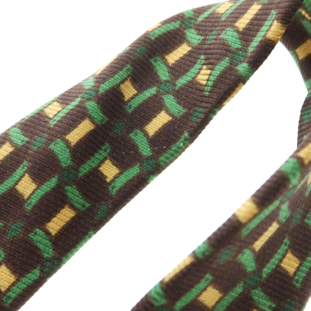 【中古】スパッカ ネアポリス Spacca Neapolis シルク プリント ネクタイ ブラウンxグリーン【 状態ランクB 】【 メンズ 】