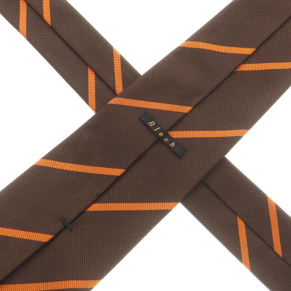 【中古】ブレック Blech シルク ストライプ柄ネクタイ ブラウンxオレンジ【 状態ランクB 】【 メンズ 】