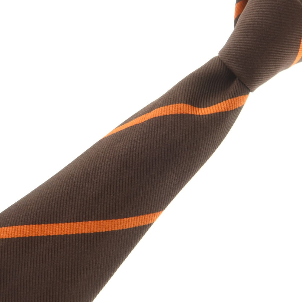 【中古】ブレック Blech シルク ストライプ柄ネクタイ ブラウンxオレンジ【 状態ランクB 】【 メンズ 】