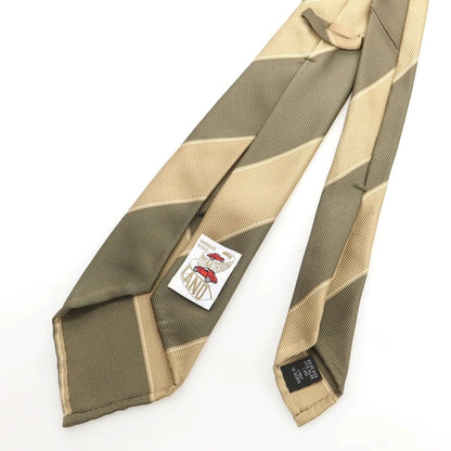 【中古】トゥモローランド TOMORROWLAND シルク セッテピエゲ ストライプ柄ネクタイ カーキxベージュ【 状態ランクB 】【 メンズ 】