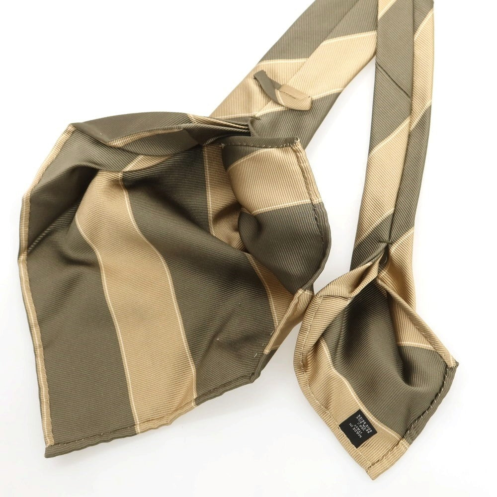 【中古】トゥモローランド TOMORROWLAND シルク セッテピエゲ ストライプ柄ネクタイ カーキxベージュ【 状態ランクB 】【 メンズ 】