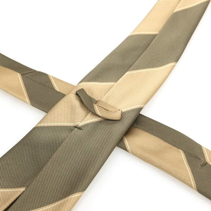 【中古】トゥモローランド TOMORROWLAND シルク セッテピエゲ ストライプ柄ネクタイ カーキxベージュ【 状態ランクB 】【 メンズ 】