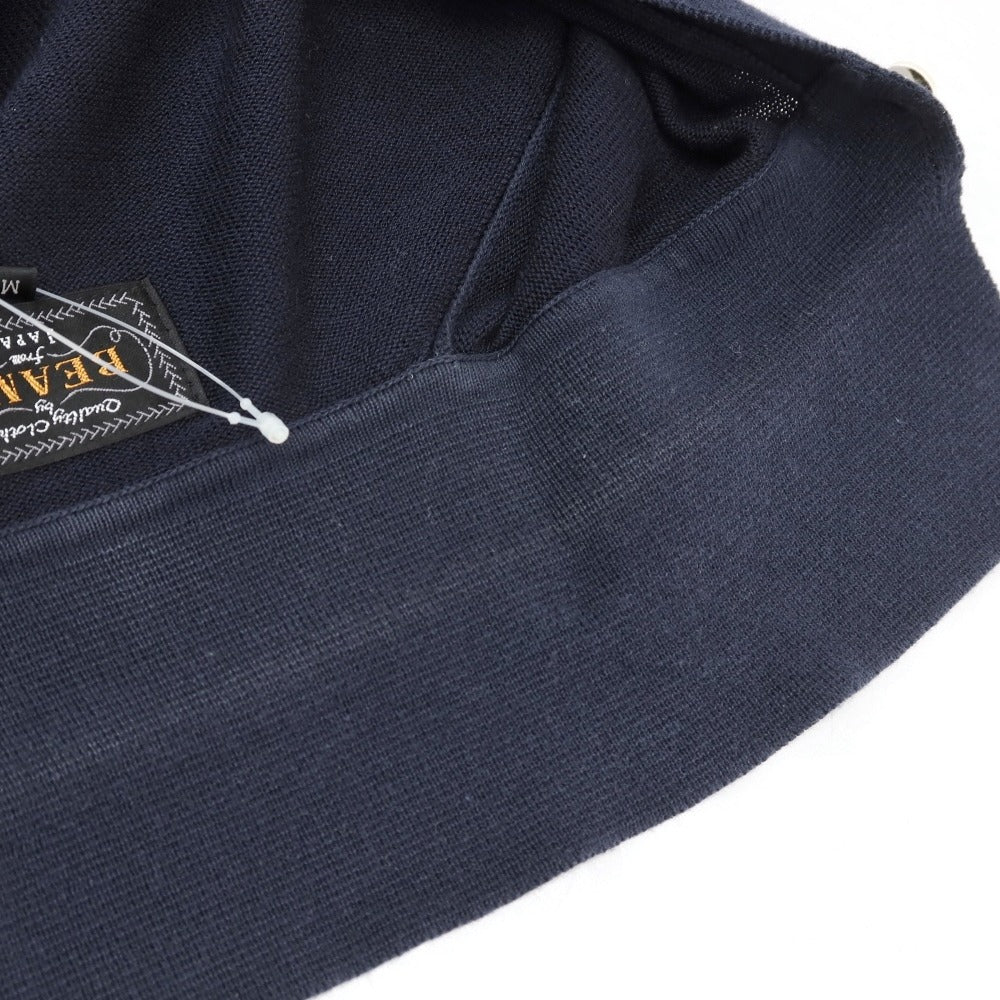 【中古】ビームスプラス BEAMS PLUS レーヨンコットン 長袖 ポロニット ネイビー【サイズＭ】【 状態ランクC 】【 メンズ 】
