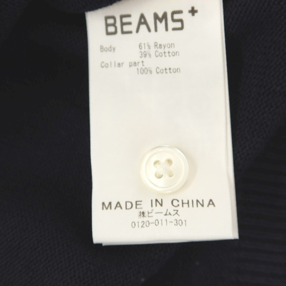 【中古】ビームスプラス BEAMS PLUS レーヨンコットン 長袖 ポロニット ネイビー【サイズＭ】【 状態ランクC 】【 メンズ 】
