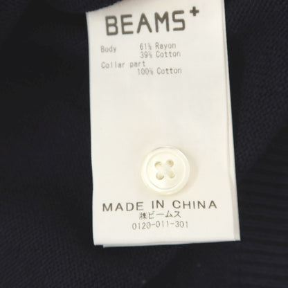 【中古】ビームスプラス BEAMS PLUS レーヨンコットン 長袖 ポロニット ネイビー【サイズＭ】【 状態ランクC 】【 メンズ 】