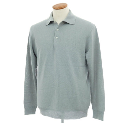 【中古】ビームスプラス BEAMS PLUS レーヨンコットン 長袖 ポロニット ブルーグレー【サイズＭ】【 状態ランクC 】【 メンズ 】