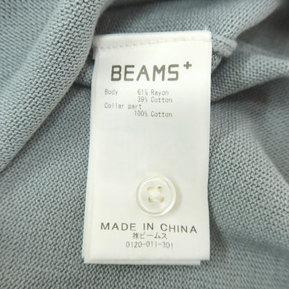 【中古】ビームスプラス BEAMS PLUS レーヨンコットン 長袖 ポロニット ブルーグレー【サイズＭ】【 状態ランクC 】【 メンズ 】