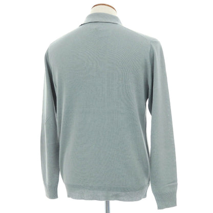【中古】ビームスプラス BEAMS PLUS レーヨンコットン 長袖 ポロニット ブルーグレー【サイズＭ】【 状態ランクC 】【 メンズ 】