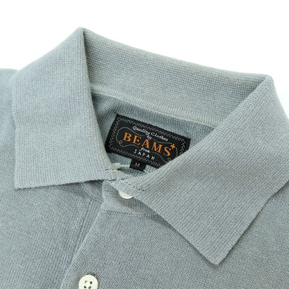 【中古】ビームスプラス BEAMS PLUS レーヨンコットン 長袖 ポロニット ブルーグレー【サイズＭ】【 状態ランクC 】【 メンズ 】