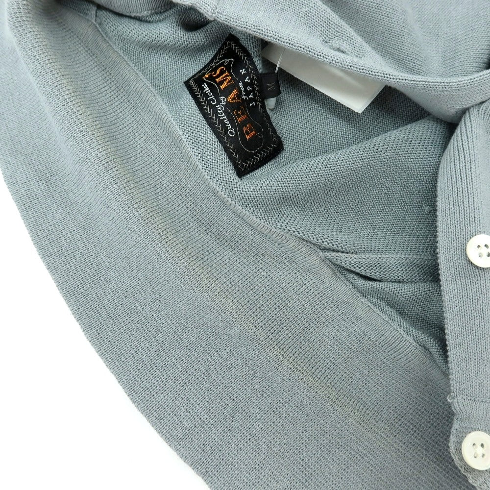 【中古】ビームスプラス BEAMS PLUS レーヨンコットン 長袖 ポロニット ブルーグレー【サイズＭ】【 状態ランクC 】【 メンズ 】