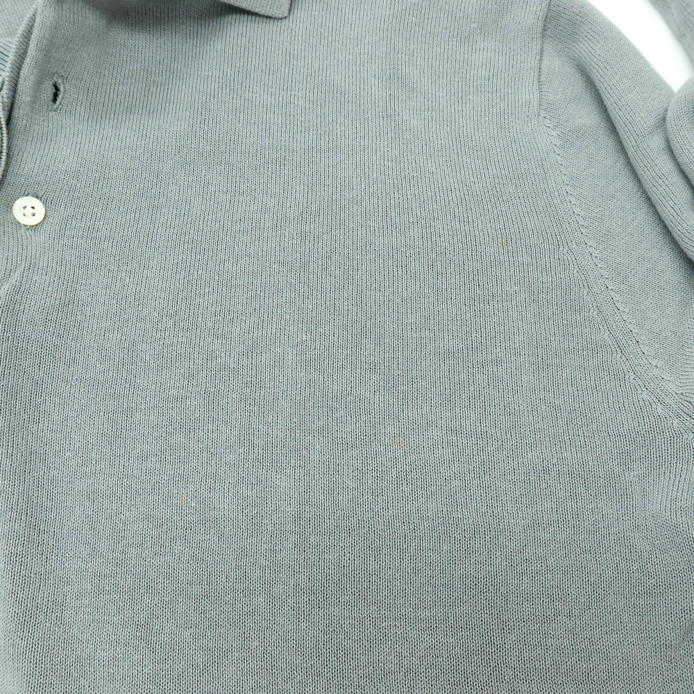 【中古】ビームスプラス BEAMS PLUS レーヨンコットン 長袖 ポロニット ブルーグレー【サイズＭ】【 状態ランクC 】【 メンズ 】