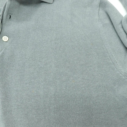 【中古】ビームスプラス BEAMS PLUS レーヨンコットン 長袖 ポロニット ブルーグレー【サイズＭ】【 状態ランクC 】【 メンズ 】