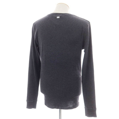 【中古】シーサー Schiesser コットン ボーダー ヘンリーネック 長袖Ｔシャツ ダークグレーxブラック【 S/4 】【 状態ランクB 】【 メンズ 】