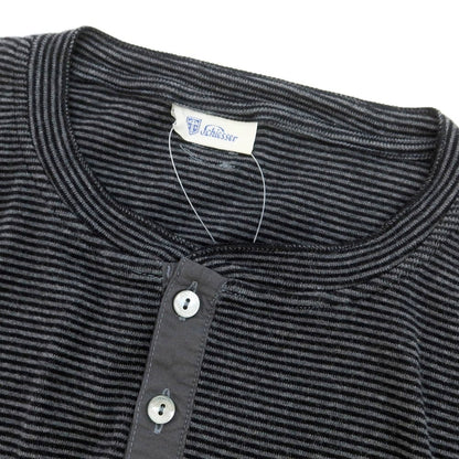 【中古】シーサー Schiesser コットン ボーダー ヘンリーネック 長袖Ｔシャツ ダークグレーxブラック【 S/4 】【 状態ランクB 】【 メンズ 】