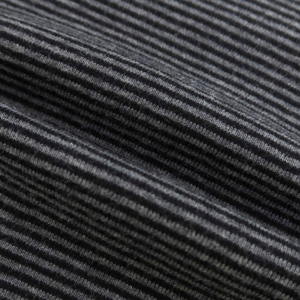 【中古】シーサー Schiesser コットン ボーダー ヘンリーネック 長袖Ｔシャツ ダークグレーxブラック【 S/4 】【 状態ランクB 】【 メンズ 】