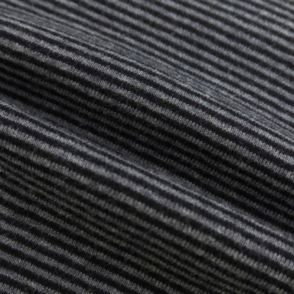 【中古】シーサー Schiesser コットン ボーダー ヘンリーネック 長袖Ｔシャツ ダークグレーxブラック【 S/4 】【 状態ランクB 】【 メンズ 】