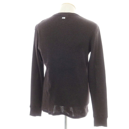 【中古】シーサー Schiesser コットン ボーダー ヘンリーネック 長袖Ｔシャツ ダークブラウンxブラック【 S/4 】【 状態ランクB 】【 メンズ 】