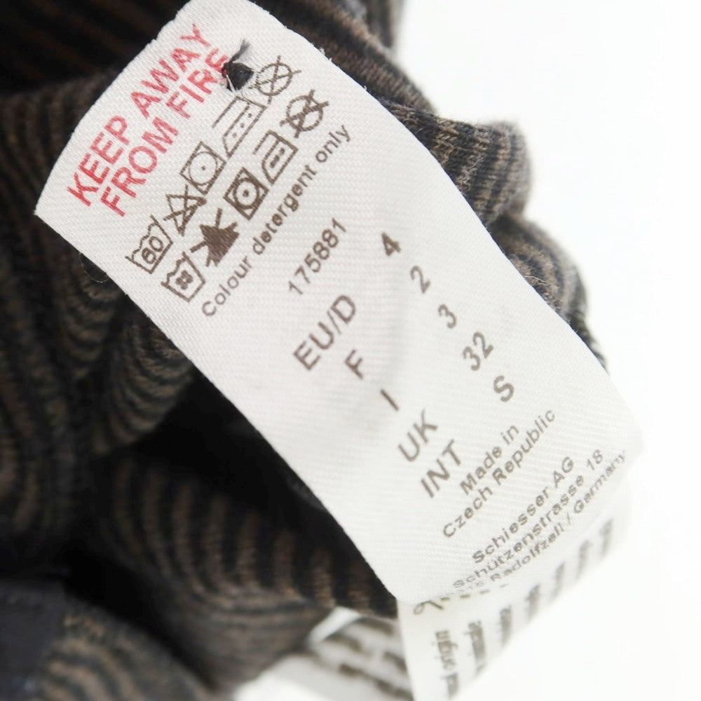 【中古】シーサー Schiesser コットン ボーダー ヘンリーネック 長袖Ｔシャツ ダークブラウンxブラック【 S/4 】【 状態ランクB 】【 メンズ 】