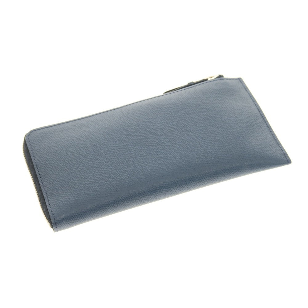 【中古】ジャン ルソー JEAN ROUSSEAU 型押しレザー 長財布 ネイビーブルー【 状態ランクB 】【 メンズ 】