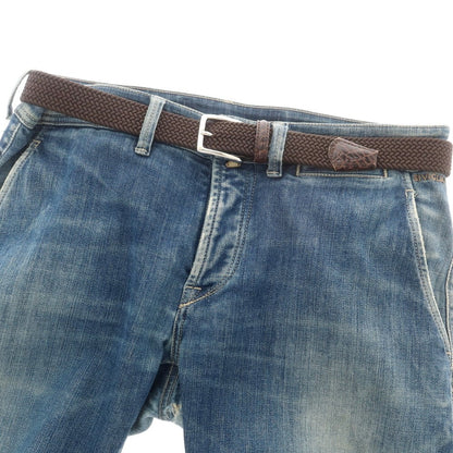 【中古】アンダーソンズ Andersons エラスティック×クロコ型押しレザー メッシュベルト ブラウンxシルバー【 80 】【 状態ランクA 】【 メンズ 】