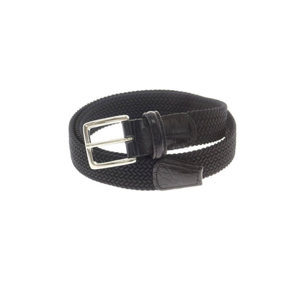 【中古】アンダーソンズ Andersons エラスティック×クロコ型押しレザー メッシュベルト ブラックxシルバー【 85 】【 状態ランクA 】【 メンズ 】