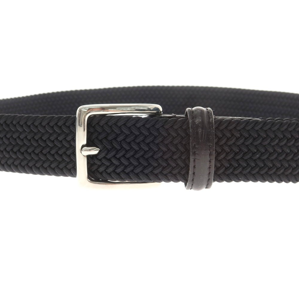 【中古】アンダーソンズ Andersons エラスティック×クロコ型押しレザー メッシュベルト ブラックxシルバー【 85 】【 状態ランクA 】【 メンズ 】