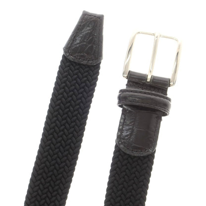 【中古】アンダーソンズ Andersons エラスティック×クロコ型押しレザー メッシュベルト ブラックxシルバー【 85 】【 状態ランクA 】【 メンズ 】