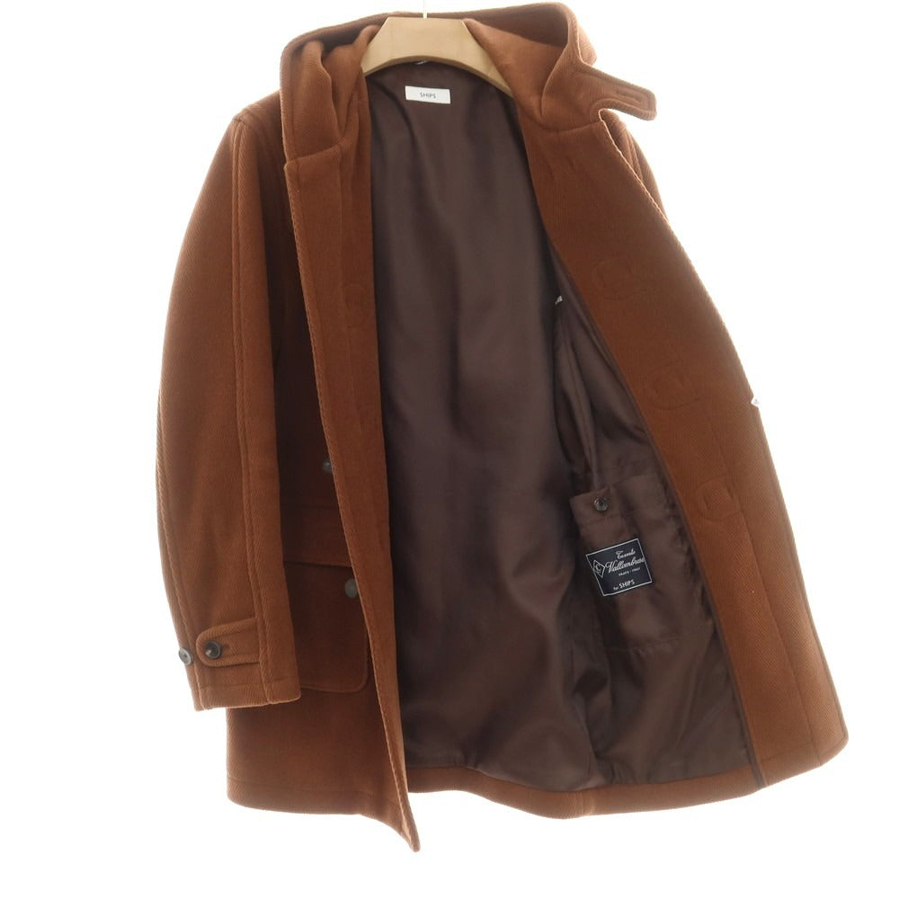 【中古】シップス SHIPS ヘリンボーンウールナイロン ダッフルコート ブラウン【 M 】【 状態ランクB 】【 メンズ 】