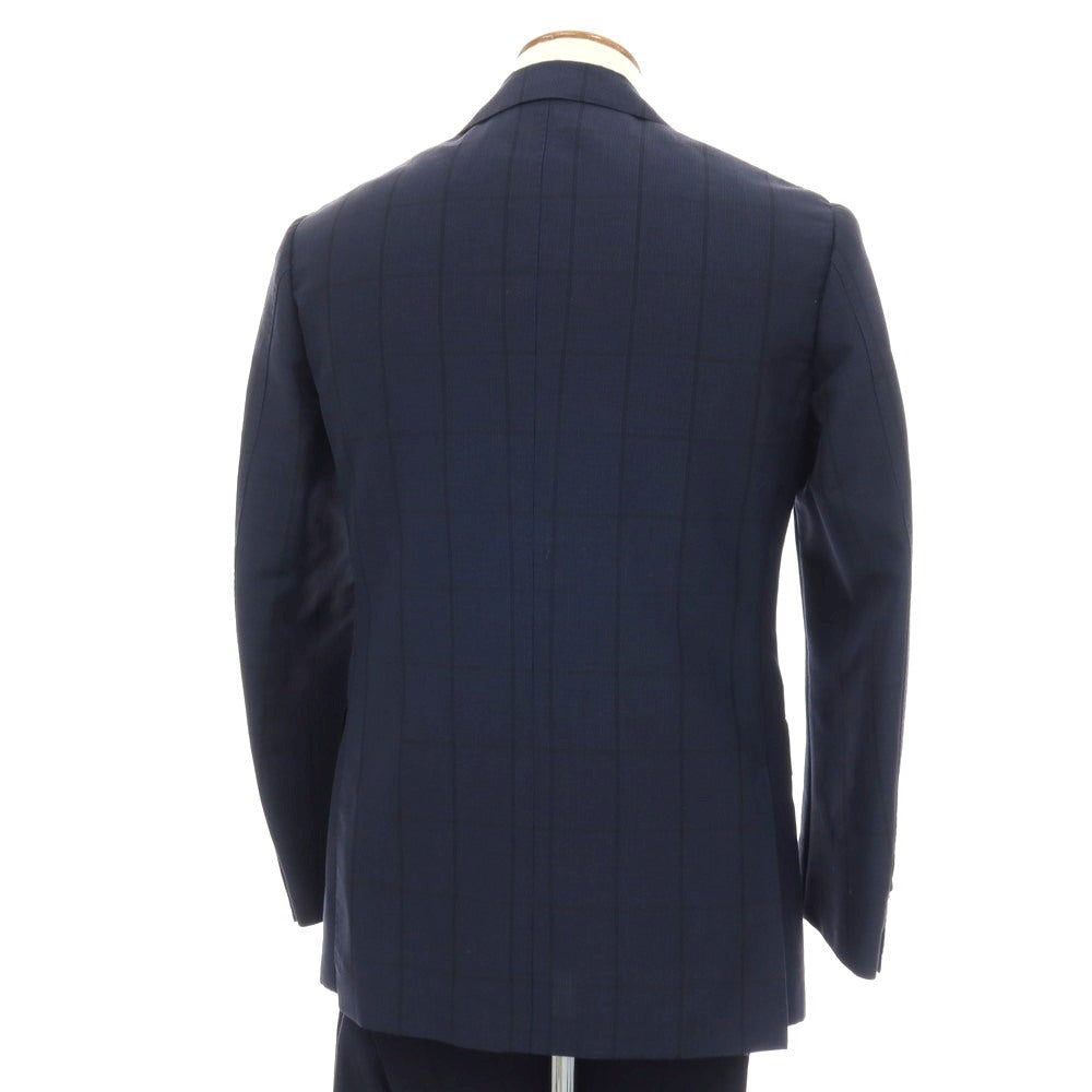 【中古】ブリッラ ペル イル グスト Brilla per il gusto スリーピース モヘヤウール チェック 3つボタンスーツ ネイビー【サイズ46】【 状態ランクC 】【 メンズ 】