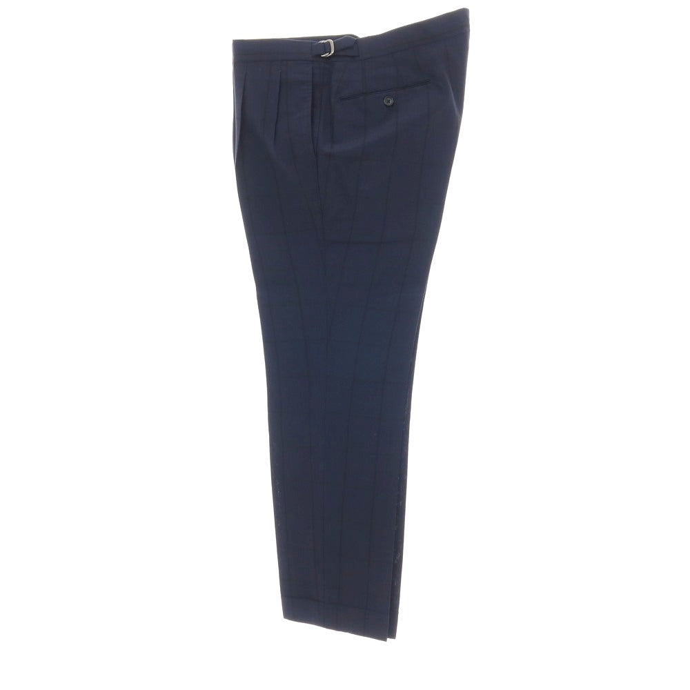 【中古】ブリッラ ペル イル グスト Brilla per il gusto スリーピース モヘヤウール チェック 3つボタンスーツ ネイビー【サイズ46】【 状態ランクC 】【 メンズ 】