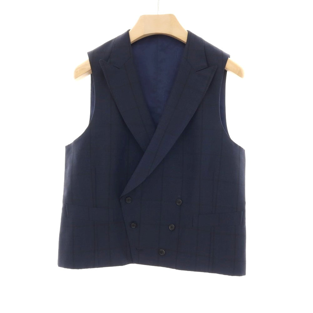 【中古】ブリッラ ペル イル グスト Brilla per il gusto スリーピース モヘヤウール チェック 3つボタンスーツ ネイビー【サイズ46】【 状態ランクC 】【 メンズ 】