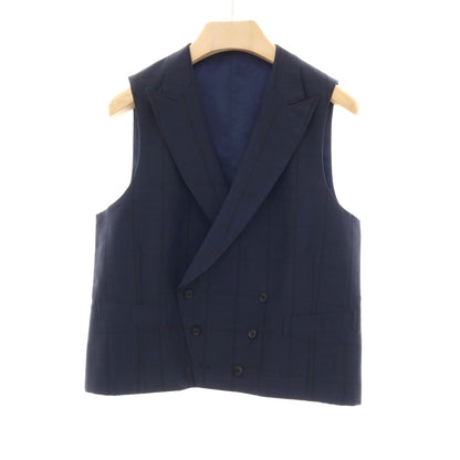 【中古】ブリッラ ペル イル グスト Brilla per il gusto スリーピース モヘヤウール チェック 3つボタンスーツ ネイビー【サイズ46】【 状態ランクC 】【 メンズ 】