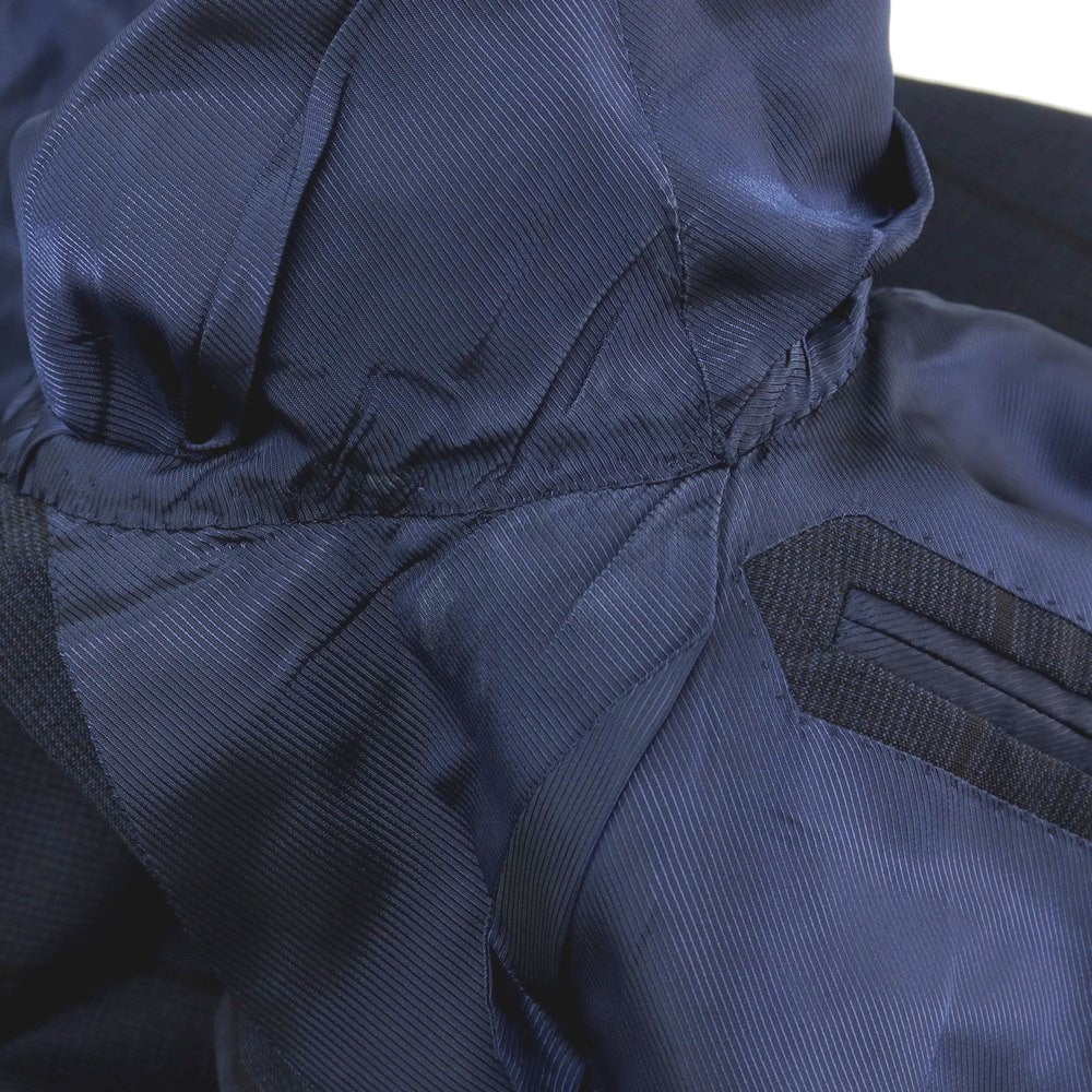 【中古】ブリッラ ペル イル グスト Brilla per il gusto スリーピース モヘヤウール チェック 3つボタンスーツ ネイビー【サイズ46】【 状態ランクC 】【 メンズ 】