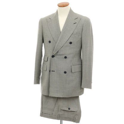 【中古】タリアトーレ TAGLIATORE Brilla per il gusto別注 SUPER100’Sウール＆シルク ハウンドトゥース ダブルスーツ グレーxブラック【サイズ48】【 状態ランクB 】【 メンズ 】