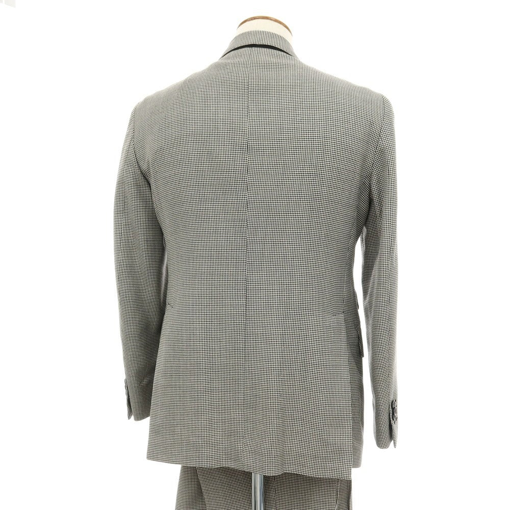 【中古】タリアトーレ TAGLIATORE Brilla per il gusto別注 SUPER100’Sウール＆シルク ハウンドトゥース ダブルスーツ グレーxブラック【サイズ48】【 状態ランクB 】【 メンズ 】