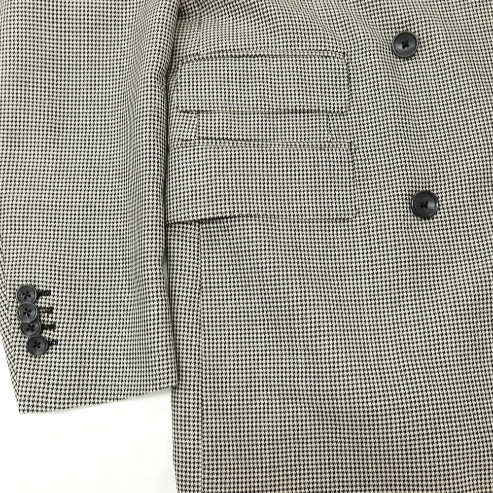 【中古】タリアトーレ TAGLIATORE Brilla per il gusto別注 SUPER100’Sウール＆シルク ハウンドトゥース ダブルスーツ グレーxブラック【サイズ48】【 状態ランクB 】【 メンズ 】