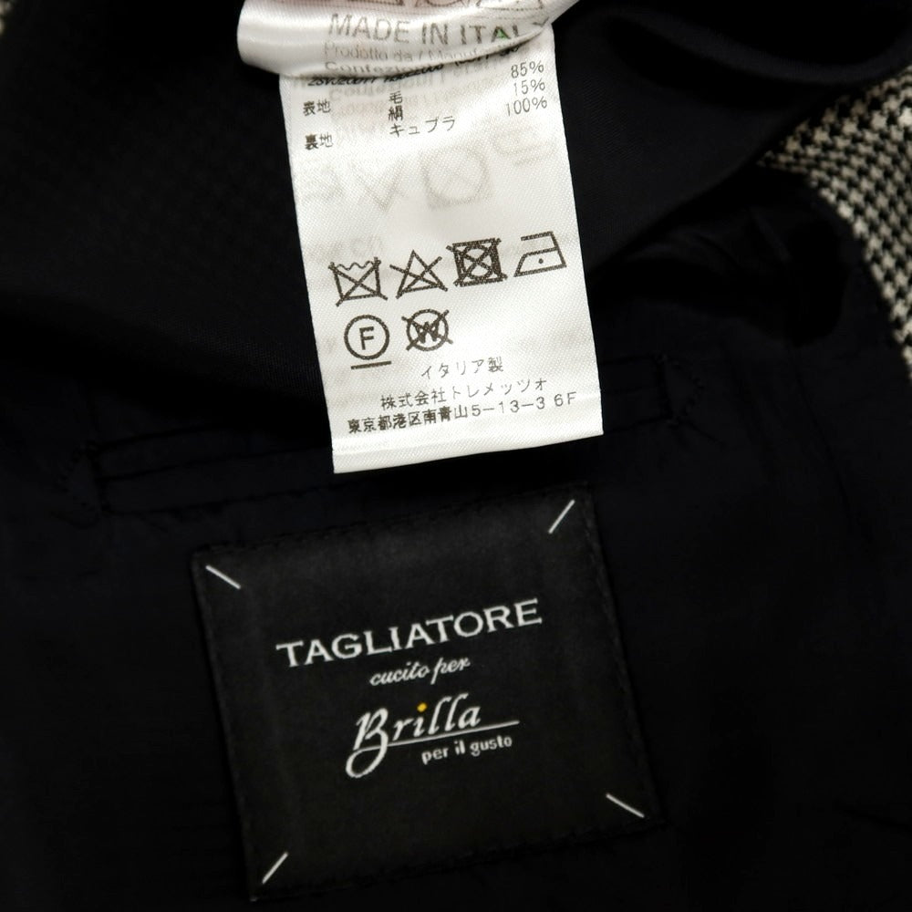 【中古】タリアトーレ TAGLIATORE Brilla per il gusto別注 SUPER100’Sウール＆シルク ハウンドトゥース ダブルスーツ グレーxブラック【サイズ48】【 状態ランクB 】【 メンズ 】