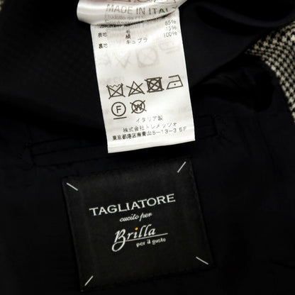 【中古】タリアトーレ TAGLIATORE Brilla per il gusto別注 SUPER100’Sウール＆シルク ハウンドトゥース ダブルスーツ グレーxブラック【サイズ48】【 状態ランクB 】【 メンズ 】