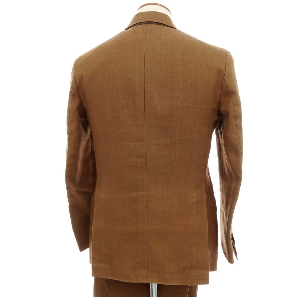 【中古】デペトリロ DE PETRILLO リネン ダブルスーツ ブラウン【サイズ46 Drop8】【 状態ランクC 】【 メンズ 】