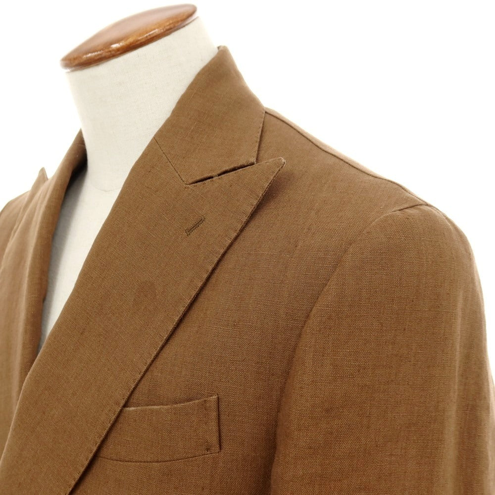 【中古】デペトリロ DE PETRILLO リネン ダブルスーツ ブラウン【サイズ46 Drop8】【 状態ランクC 】【 メンズ 】