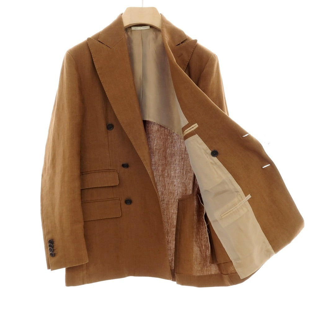 【中古】デペトリロ DE PETRILLO リネン ダブルスーツ ブラウン【サイズ46 Drop8】【 状態ランクC 】【 メンズ 】