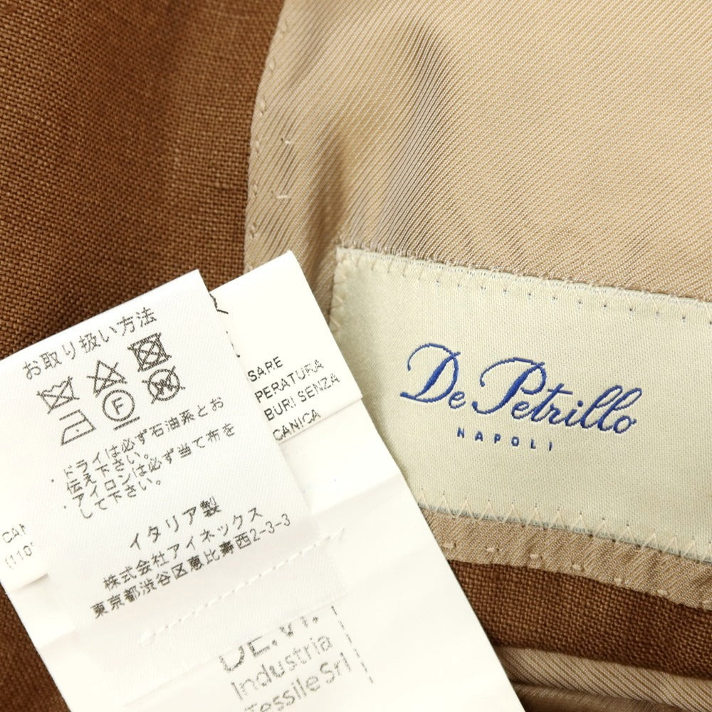 【中古】デペトリロ DE PETRILLO リネン ダブルスーツ ブラウン【サイズ46 Drop8】【 状態ランクC 】【 メンズ 】