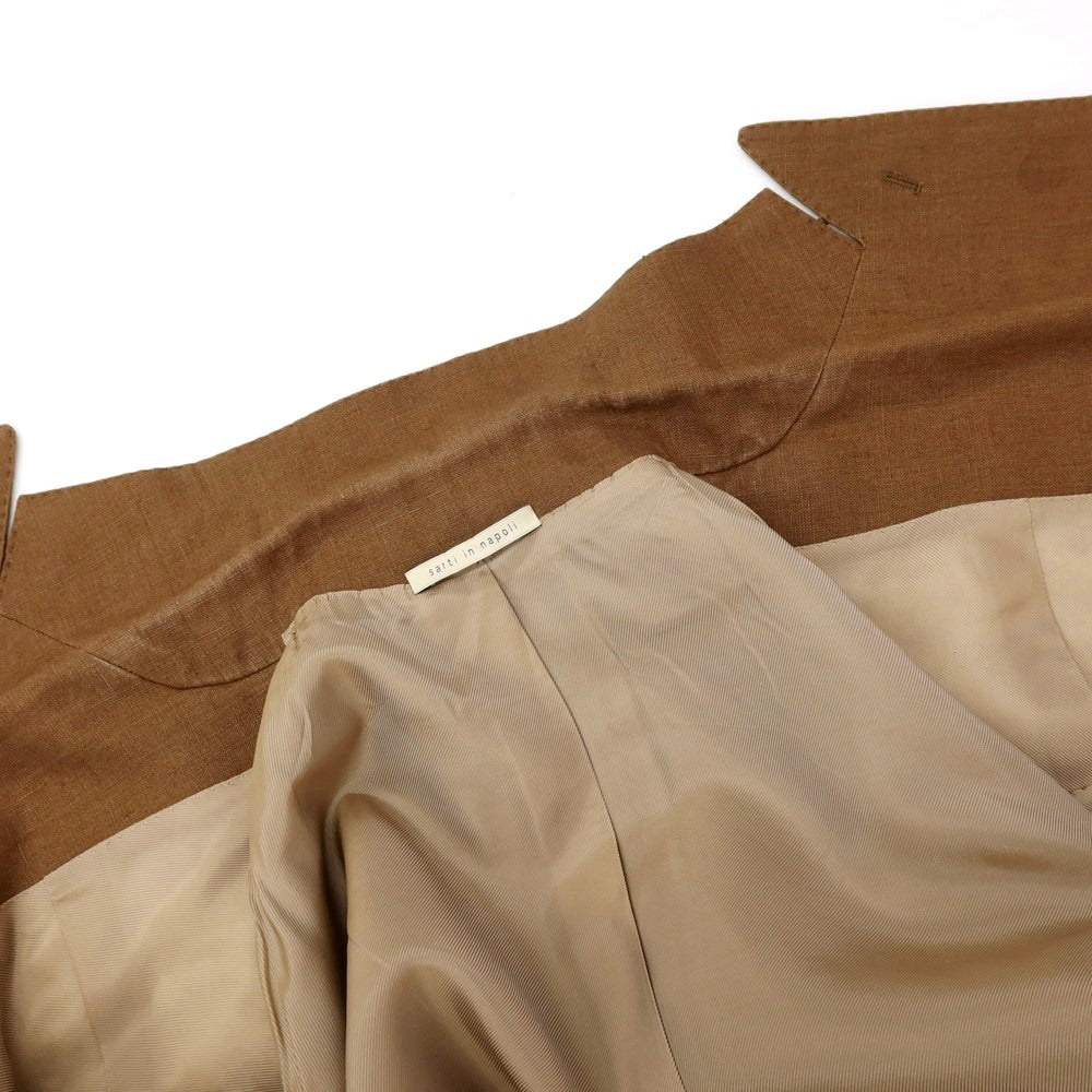 【中古】デペトリロ DE PETRILLO リネン ダブルスーツ ブラウン【サイズ46 Drop8】【 状態ランクC 】【 メンズ 】