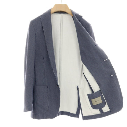 【中古】ボリオリ BOGLIOLI SOHO コットンナイロン ジャージー ストライプ 3B カジュアルジャケット ネイビーxホワイト【サイズ46】【 状態ランクC 】【 メンズ 】