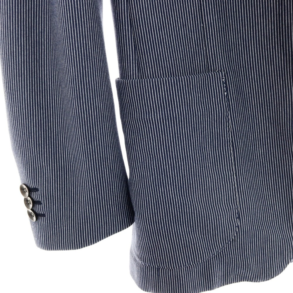 【中古】ボリオリ BOGLIOLI SOHO コットンナイロン ジャージー ストライプ 3B カジュアルジャケット ネイビーxホワイト【サイズ46】【 状態ランクC 】【 メンズ 】