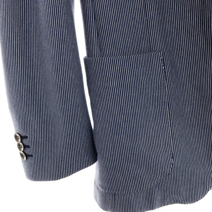 【中古】ボリオリ BOGLIOLI SOHO コットンナイロン ジャージー ストライプ 3B カジュアルジャケット ネイビーxホワイト【サイズ46】【 状態ランクC 】【 メンズ 】