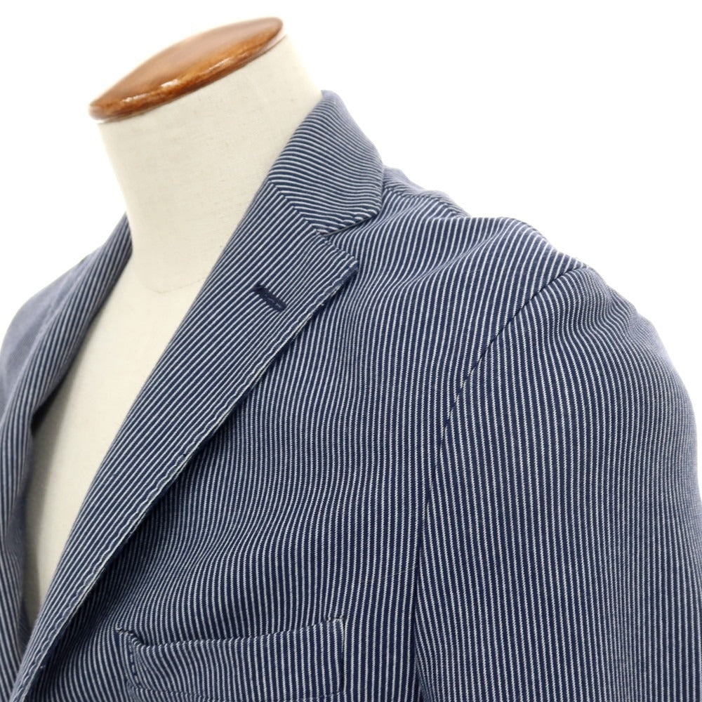 【中古】ボリオリ BOGLIOLI SOHO コットンナイロン ジャージー ストライプ 3B カジュアルジャケット ネイビーxホワイト【サイズ46】【 状態ランクC 】【 メンズ 】